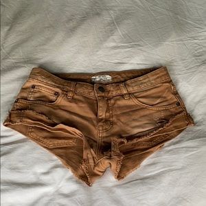 Free People Tan Denim Shorts
